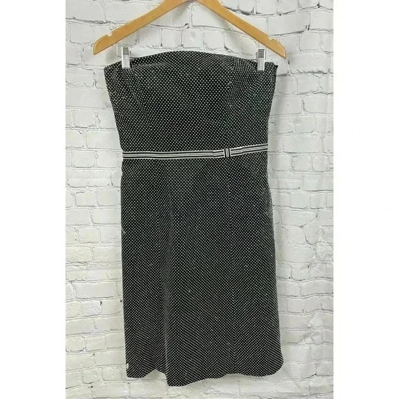 Ann Taylor Dress Black Strapless White Polka Dot Sheath Built-in Bra Size 6 - Picture 16 of 16